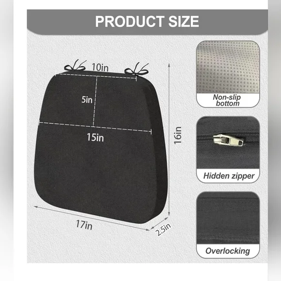 NEW Set of 4 Light Gray Chair Cushions (Factory Sealed) - Picture 3 of 3